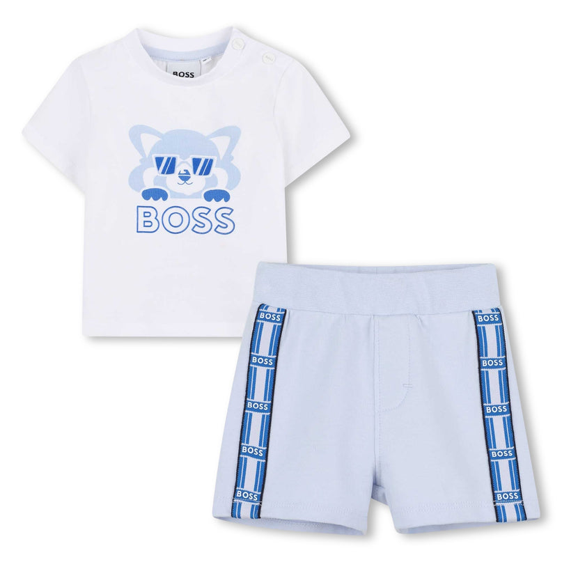 White Cat-Bear Shorts Set