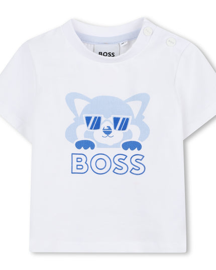 White Cat-Bear Shorts Set