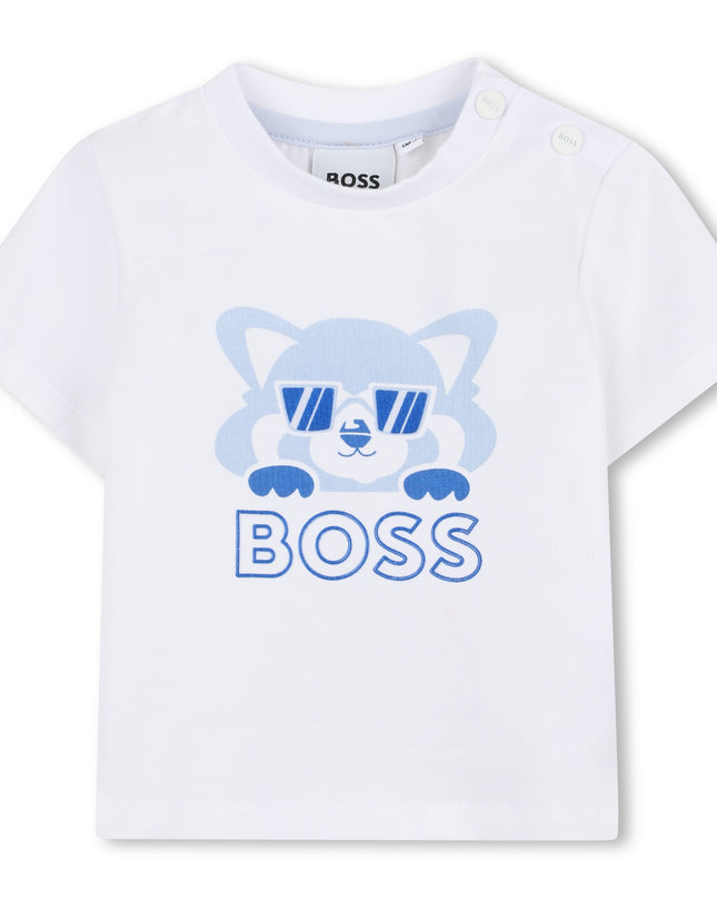 White Cat-Bear Shorts Set