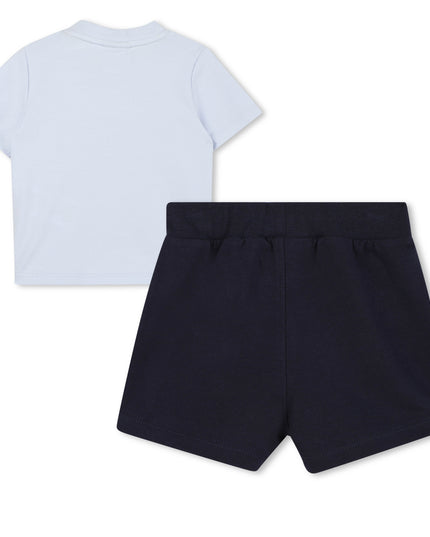 Pale Blue Cat-Bear Shorts Set
