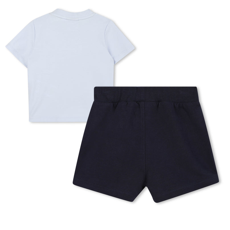 Pale Blue Cat-Bear Shorts Set