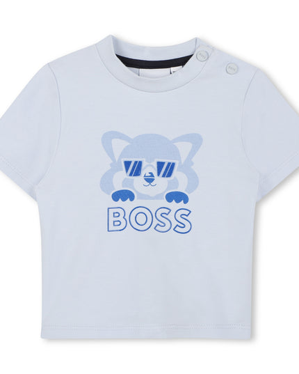 Pale Blue Cat-Bear Shorts Set