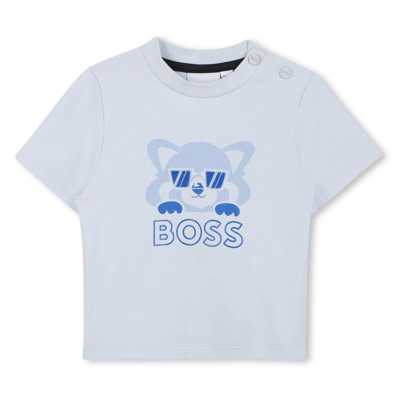 Pale Blue Cat-Bear Shorts Set
