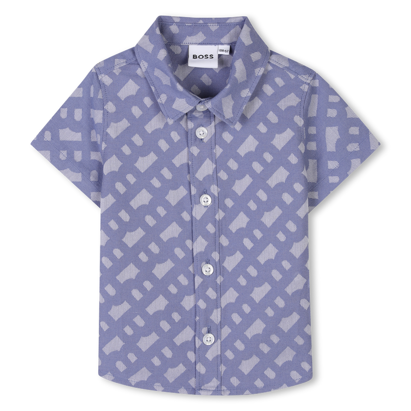 Blue Patterned Short Sleeve Shirt