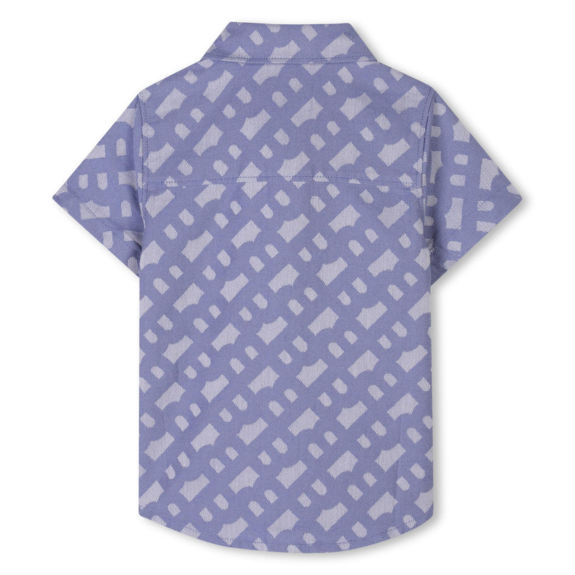 Blue Patterned Short Sleeve Shirt