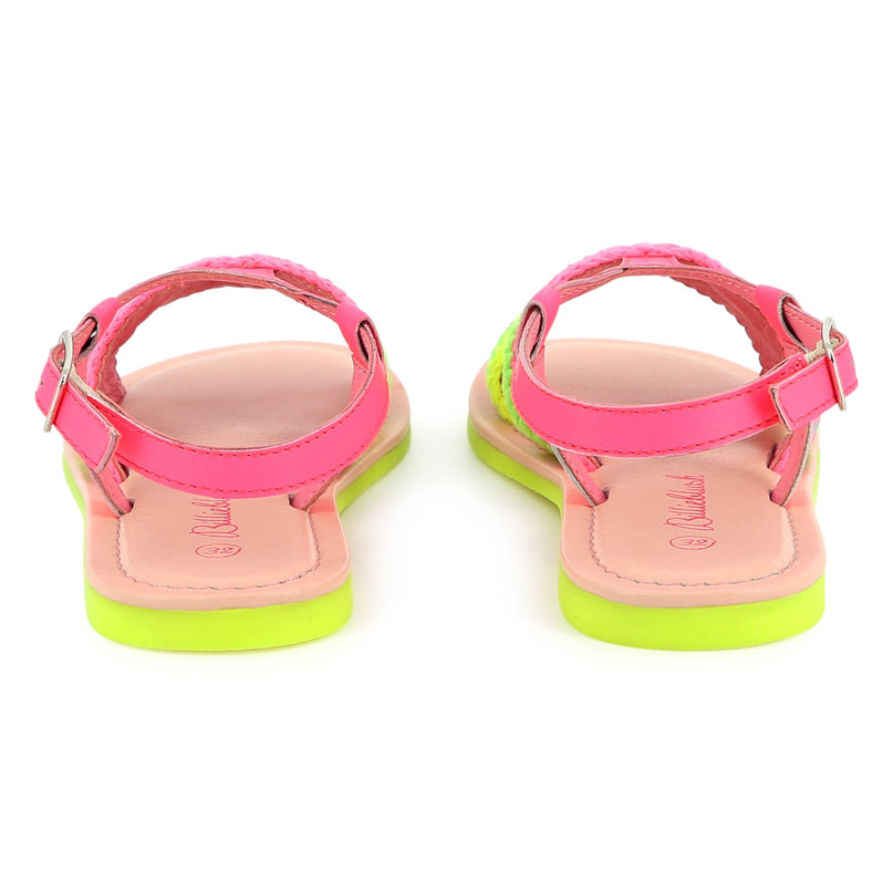 Pink Neon Colorblock Crochet Sandals