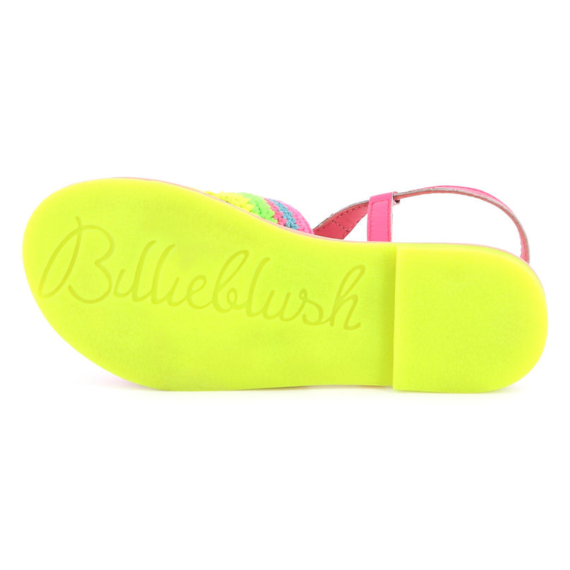 Pink Neon Colorblock Crochet Sandals