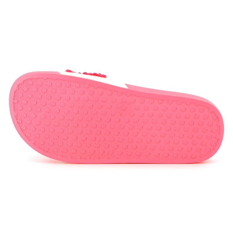 Pink Applique Fleece Logo Slides