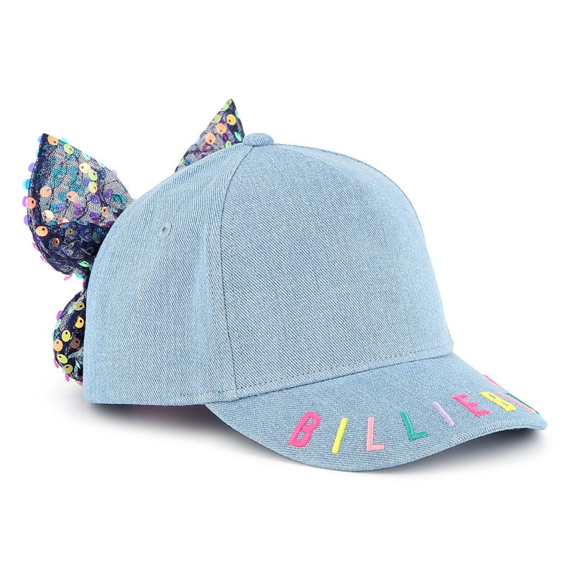 Light Blue Rainbow Sequin Bow Cap