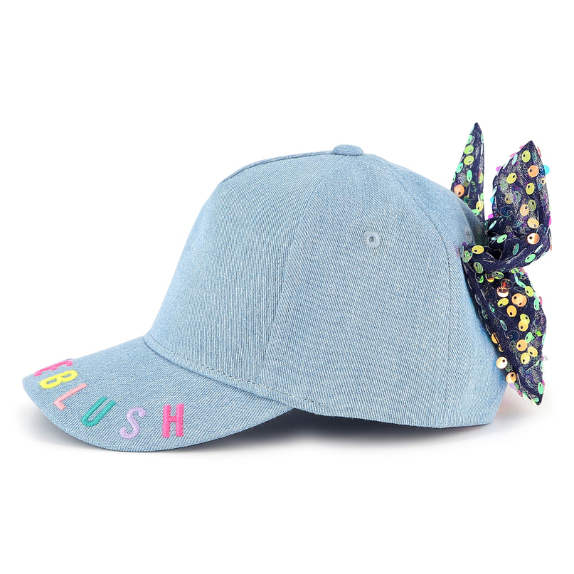 Light Blue Rainbow Sequin Bow Cap