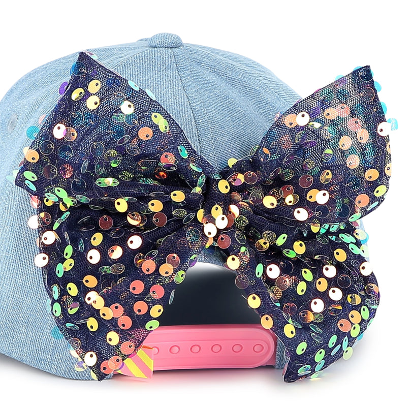 Light Blue Rainbow Sequin Bow Cap