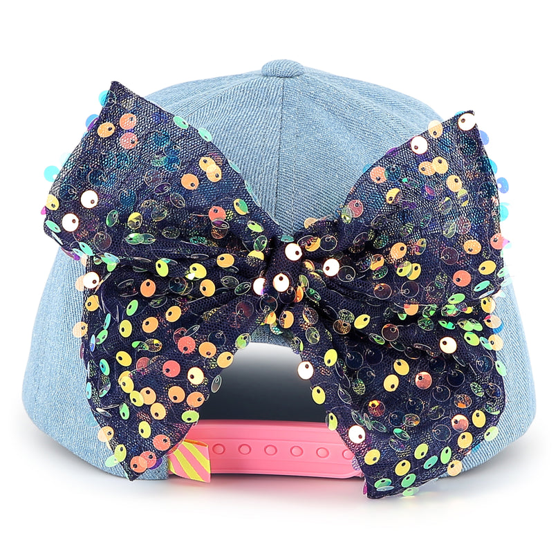 Light Blue Rainbow Sequin Bow Cap