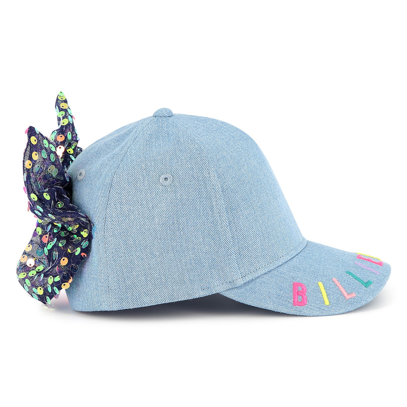 Light Blue Rainbow Sequin Bow Cap