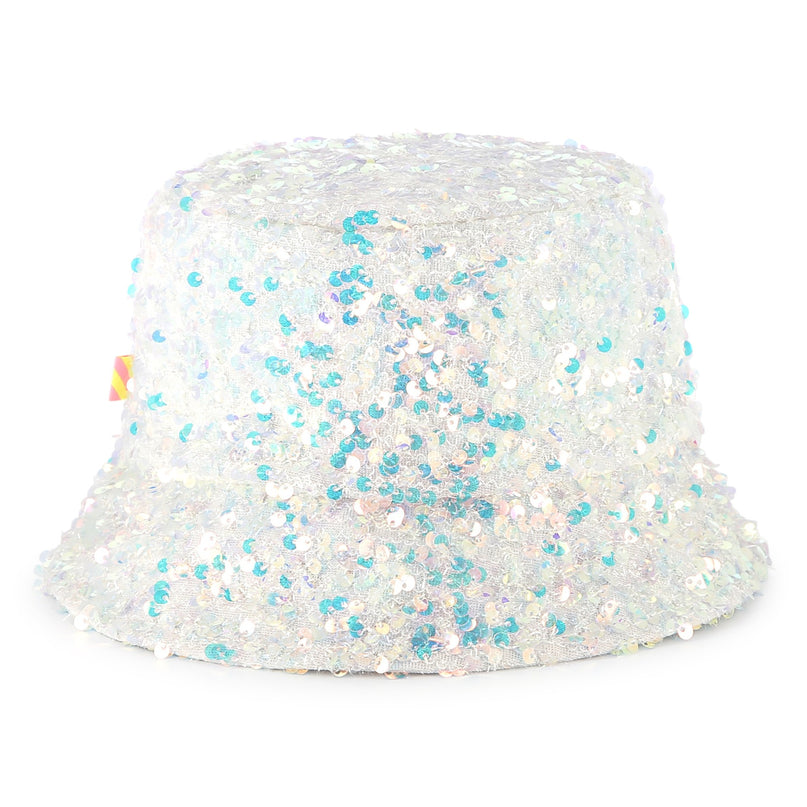 White Multicolored Sequin Bucket Hat