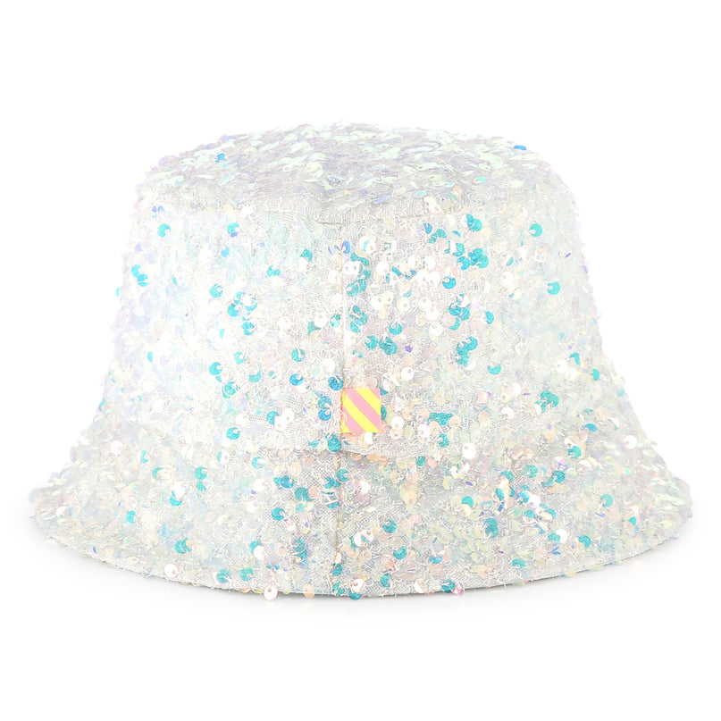 White Multicolored Sequin Bucket Hat