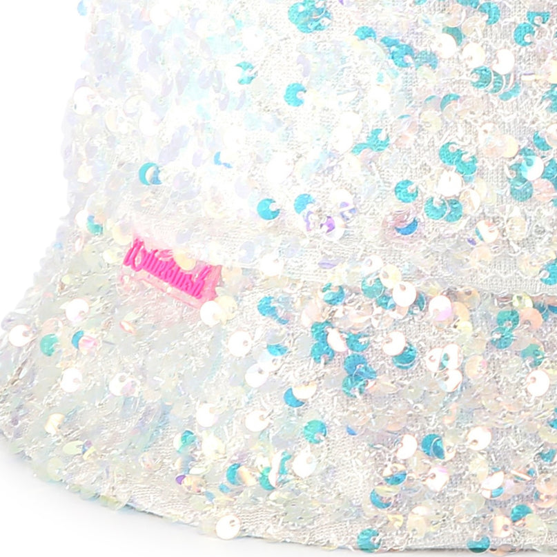 White Multicolored Sequin Bucket Hat