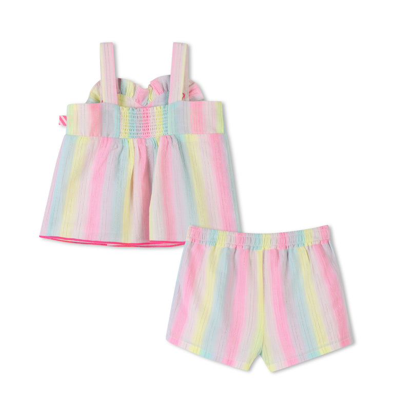 Multicolored Stripe Heart Shorts Set