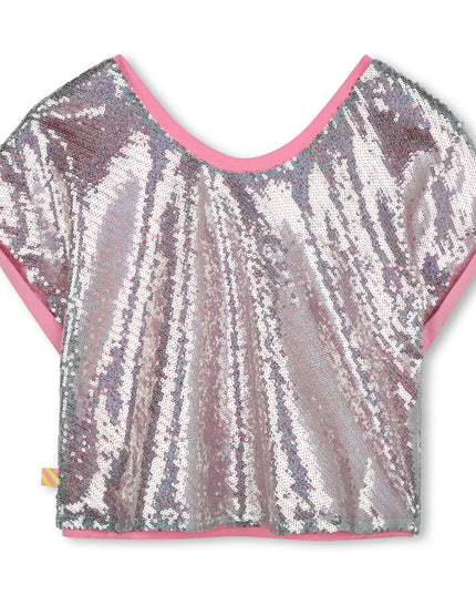Silver Pink Sequin Heart T-Shirt