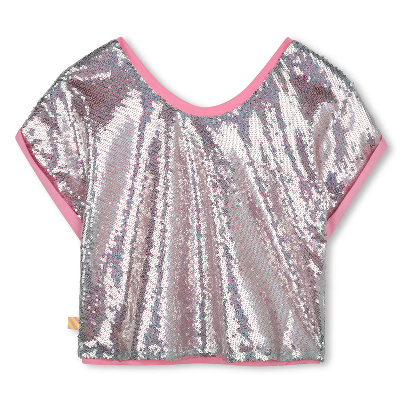 Silver Pink Sequin Heart T-Shirt