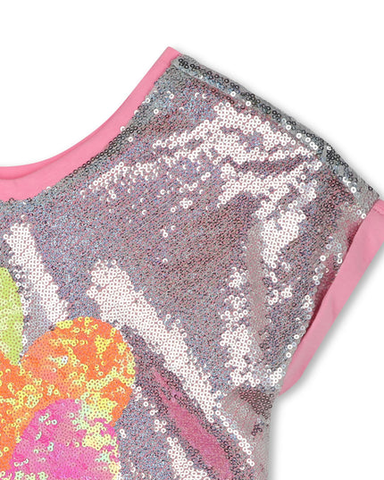 Silver Pink Sequin Heart T-Shirt