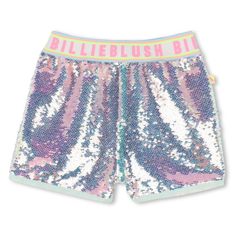 Blue Powder Sequin Beach Glass Shorts