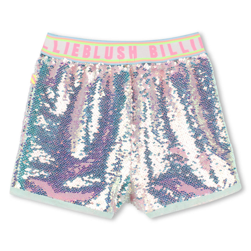 Blue Powder Sequin Beach Glass Shorts