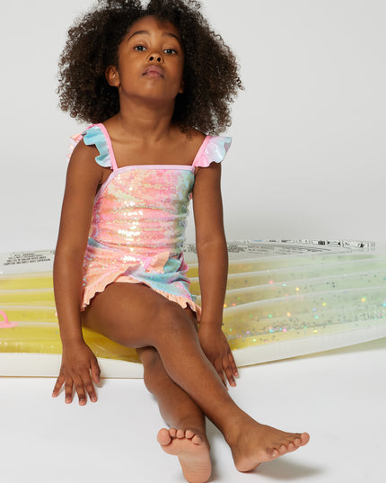 Multicolor Ombre Sequin 1 Piece Swimsuit