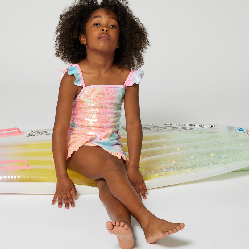 Multicolor Ombre Sequin 1 Piece Swimsuit