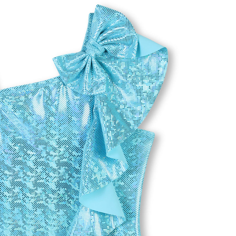 Shimmering Blue Asymmetric Ruffle Swimsuit