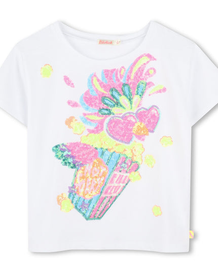 White Multicolored Sequin Carnival T-Shirt