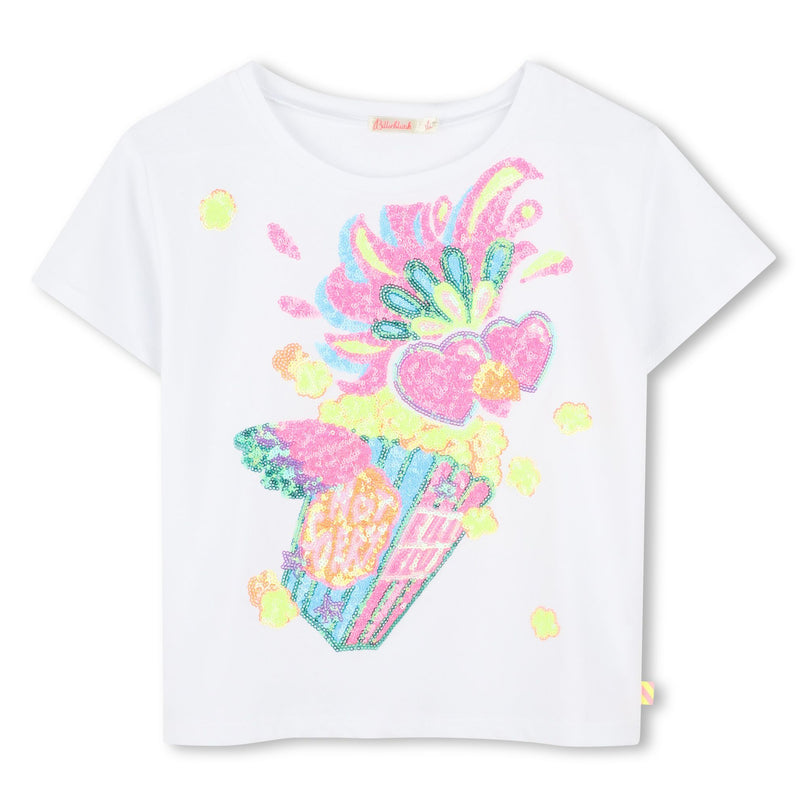White Multicolored Sequin Carnival T-Shirt