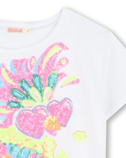 White Multicolored Sequin Carnival T-Shirt
