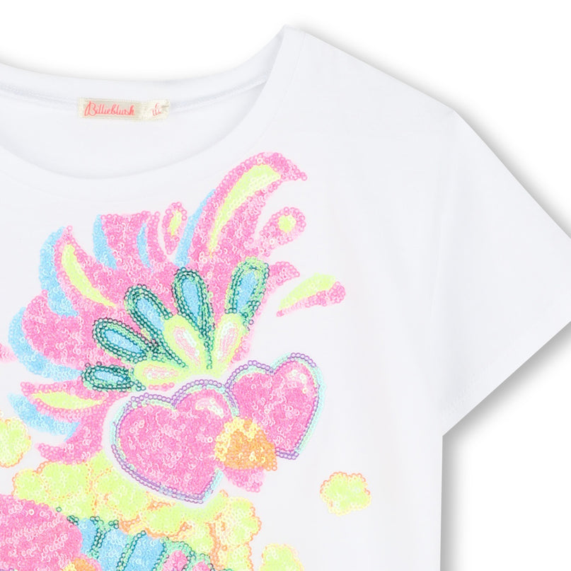 White Multicolored Sequin Carnival T-Shirt
