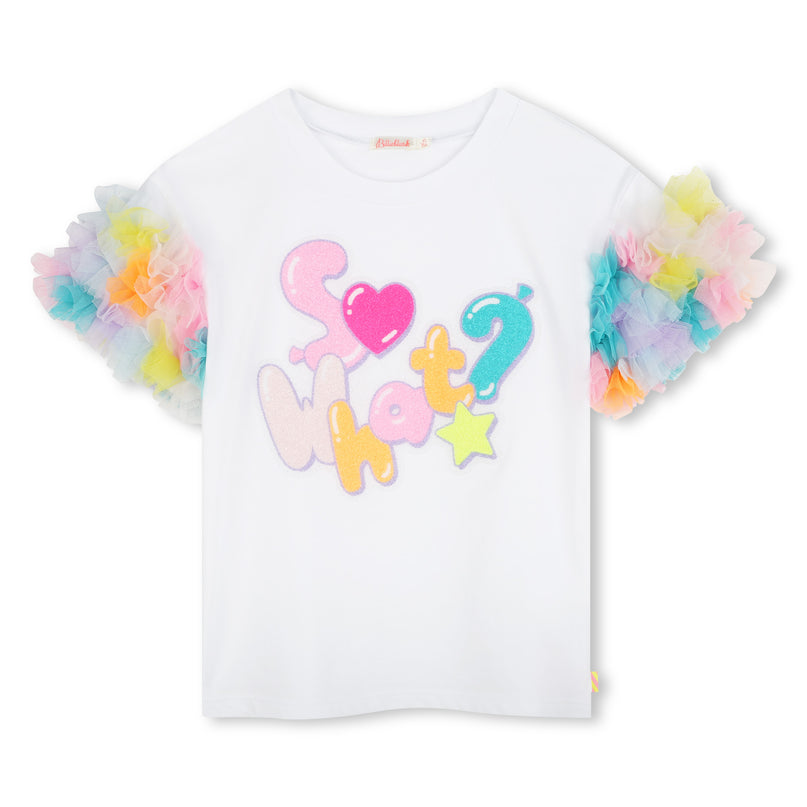 White Tulle Detailed T-Shirt