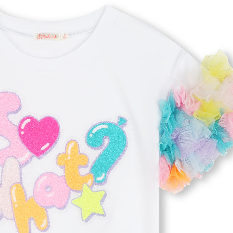 White Tulle Detailed T-Shirt