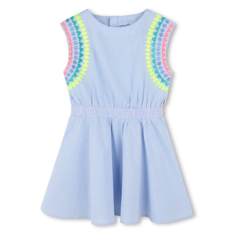 Blue Striped Ice Water Embroidered Dress