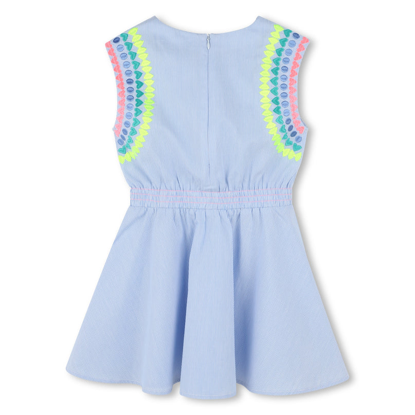 Blue Striped Ice Water Embroidered Dress