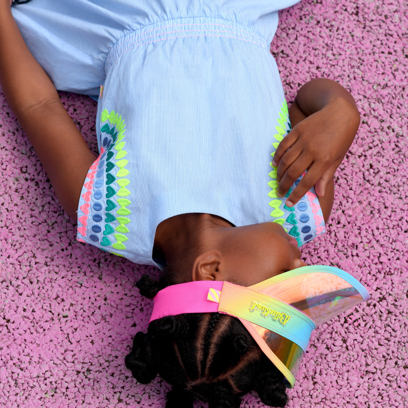 Blue Striped Ice Water Embroidered Dress
