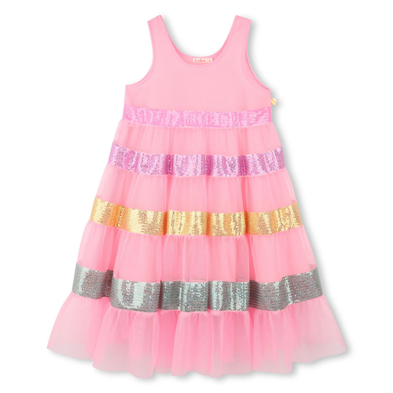 Pink Sequin Striped Dress