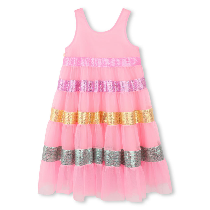 Pink Sequin Striped Dress
