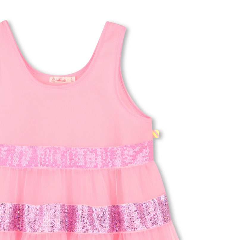 Pink Sequin Striped Dress