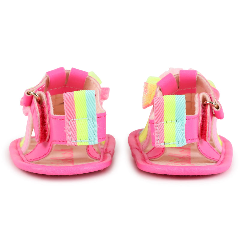 Pink Multicolor Strap Pom Sandals