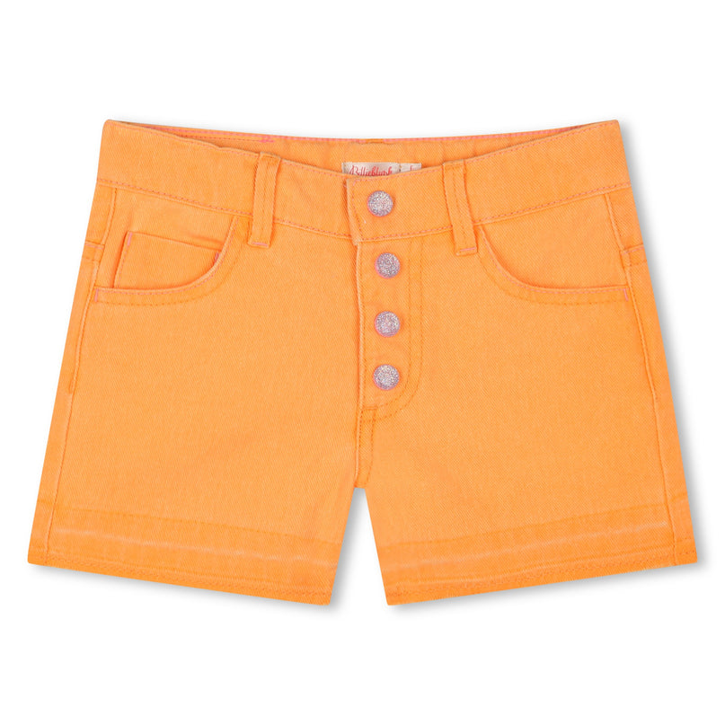 Orange Pop Denim Sequin Pocket Shorts