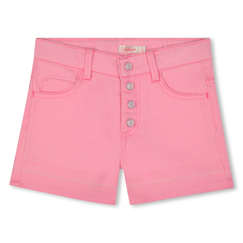 Pink Pop Denim Sequin Pocket Shorts
