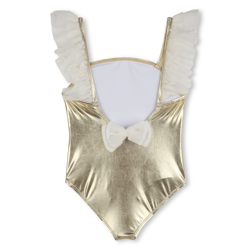 Gold Metallic Ruffle Trim Swimsuit