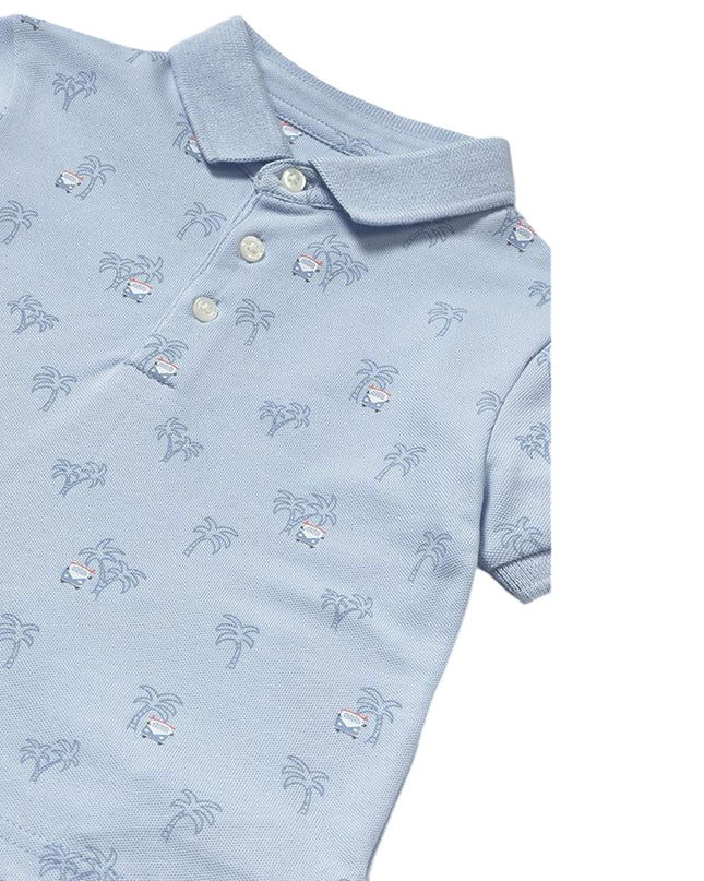 Sky Palm Tree Linen Polo