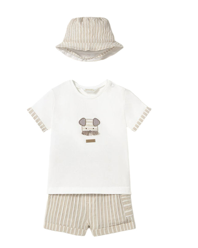 Beige Root 3 Piece Shorts Set