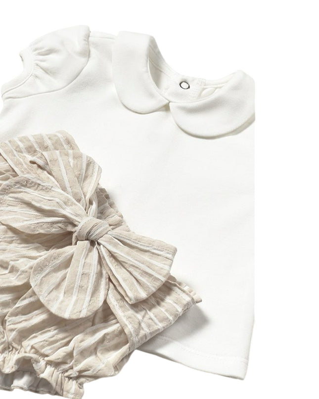 Beige Stripe Root Shorts 3 Piece Set