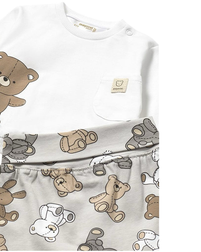 Beige 2 Piece Babygrow With Teddy Bears