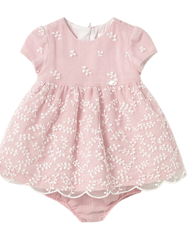 Baby Rose Floral Garland Chiffon Dress